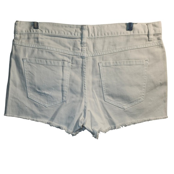 Free People White‎ Denim Shorts Button Fly Distressed Frayed Hem Size 30 - Picture 2 of 7